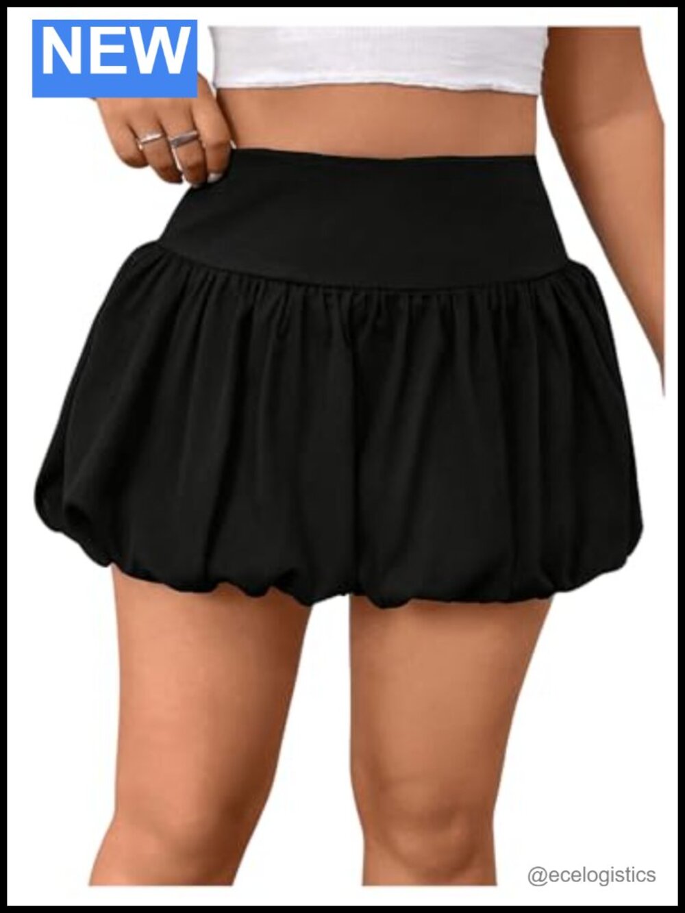 Women's Plus Size High Waist Bubble Mini Skirt Flared Pleated
